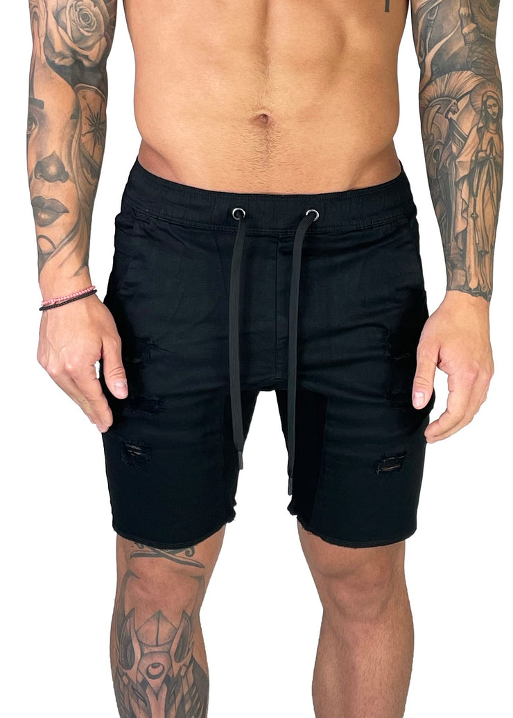 Distressed Shorts | Space Black