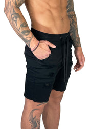 Distressed Shorts | Space Black