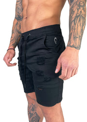 Distressed Shorts | Space Black