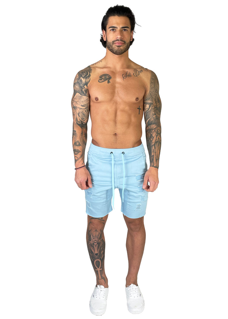 Distressed Shorts | Tropic Blue