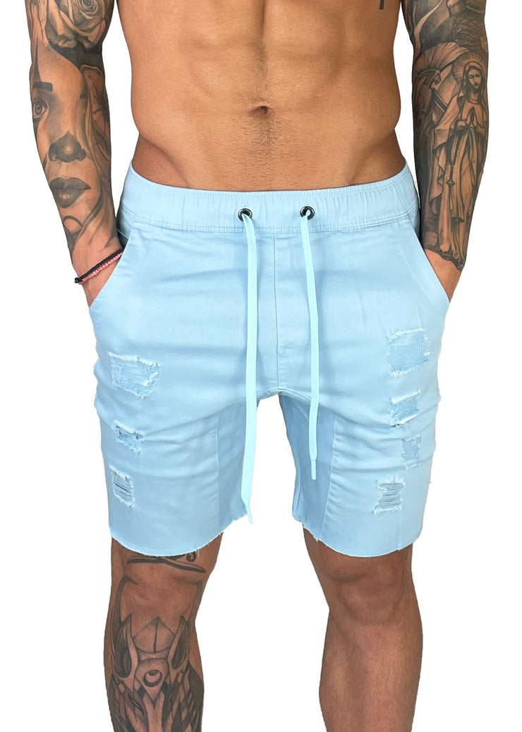 Distressed Shorts | Tropic Blue