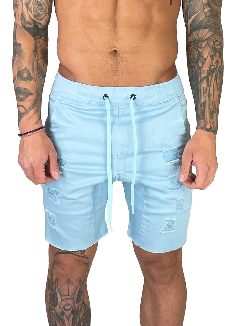 Distressed Shorts | Tropic Blue